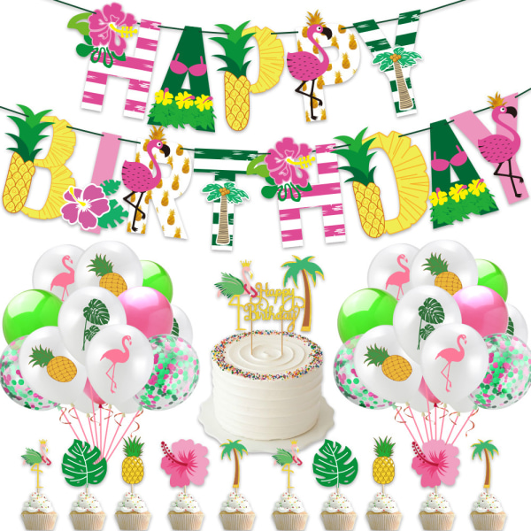 35 stycken Hawaii Födelsedagstema Party Dekoration Ballong Cake Plus