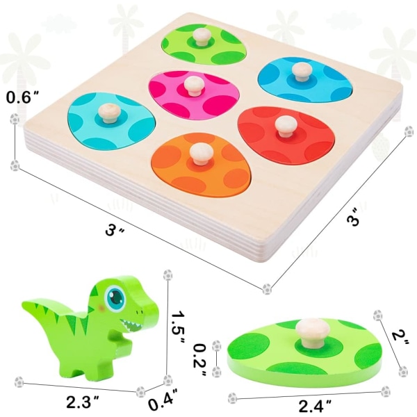 Träpussel, Träleksaker Dinosaurier för Barn 1 2 3 År