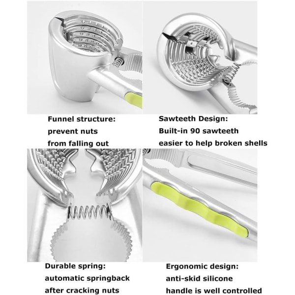 Nøtteknekker med sklisikre silikonhåndtak for pekannøtter, valnøtter, alm