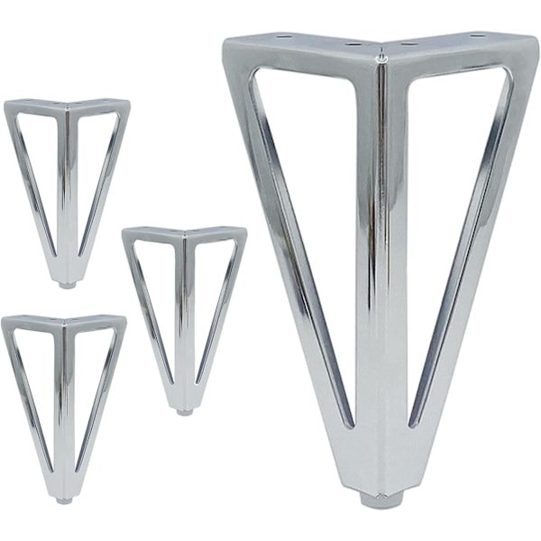 (Silver) 4-pack Triangulära Metallbordben 15cm Modern