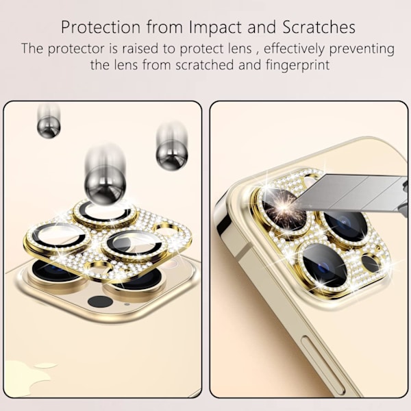 Bakkamera Skydd för iPhone 14 Pro/iPhone 14 Pro Max - Guld, D