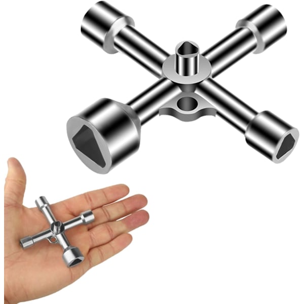 Pakke med 4-vejs trekantnøgler i størrelser Indre diameter 7mm/10mm/12mm/13mm/18mm Universalnøgle til el-boks, gas, vand, el-måler, skab