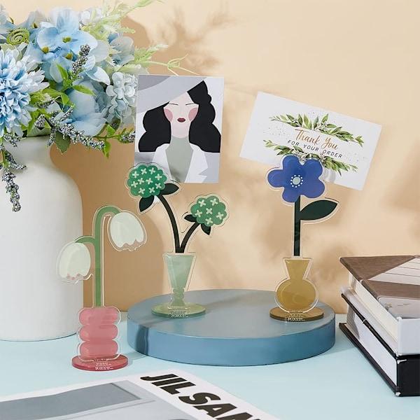 3Style Skrivebords Memo Holder Stativ Sett Blomst Bord Foto Display Memo Holder Stativ for Hjemmekontor Bilde Memo Kort Papir Notat Postkort Display