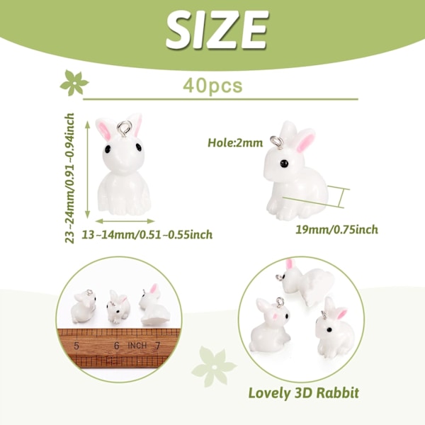 42 kpl Valkoinen Kani Hartsi Riipus Korut Mini Pääsiäiskani Eläin Roikkuva Korut Helmet DIY Korujen Valmistukseen Korvakorut Kaulakorut Avaimenperät Valmistus Ac