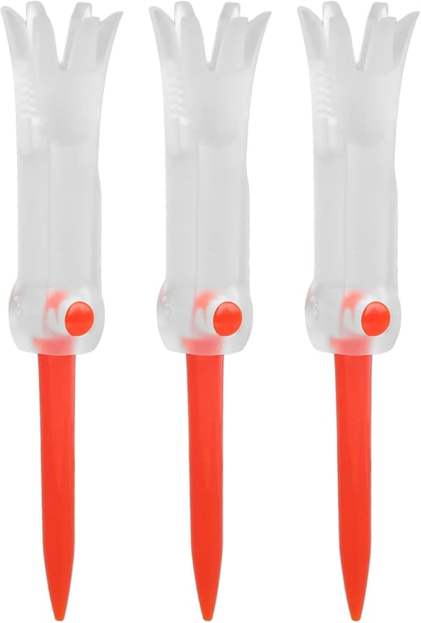 Sett med 3 Premium Golf-Tees – Sammenleggbare Golf-Tees, Uknuselige Golf-Tees – Rød – TEE