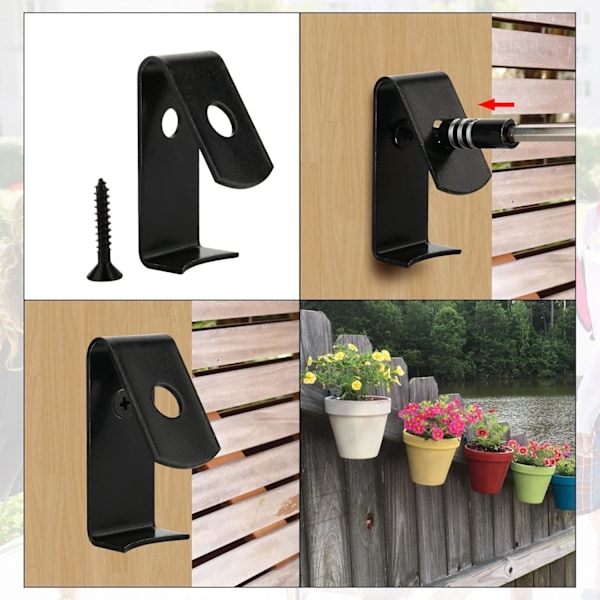 Pakke med 6 Blomsterpotteclips Terrakottapotter Hængere Jern Pottehænger Vægkroge med Skruer Holder Standard 5 til 8 tommer Væglerpotter, Hængende på Træ W