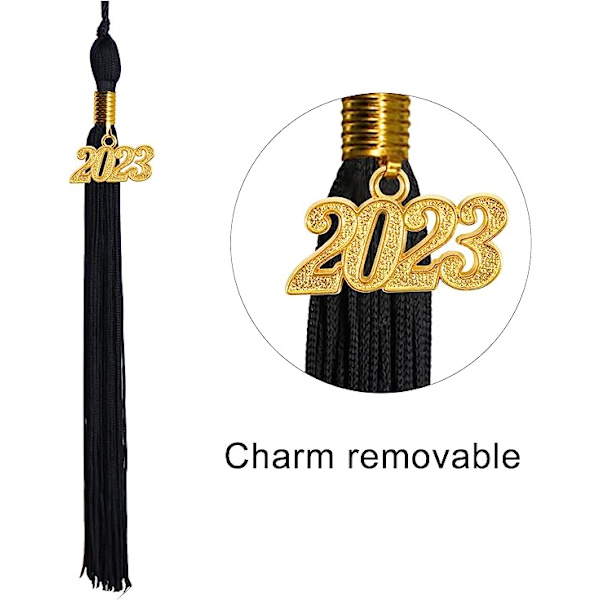 XL Voksen Graduation Gown og Graduation Cap 2023 Sort Unisex Gra
