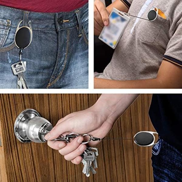 Badgeholder, 2 stk. innfellbare nøkkelringer, med forsterket fjær