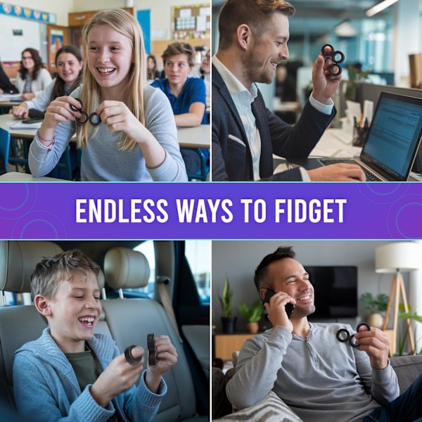 Magneettirenkaat - Fidget-lelut aikuisille - Magneettiset fidget-renkaat - Loputtomasti hauskaa - Pyöritä, yhdistä ja leiki - Koukuttava fidget-lelu pojille ja tytöille - Gr