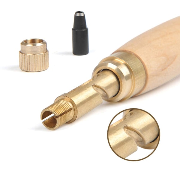 Automatisk hulltang i lær, lær hulltang med 6 utskiftbare hullstanser for søm, papirkort og håndverk (1,5 mm - 4 mm)