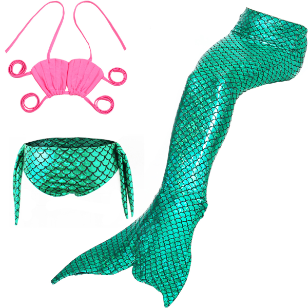 3st Barngrön Flickbaddräkt Baddräkter Bikini Fishtail Set