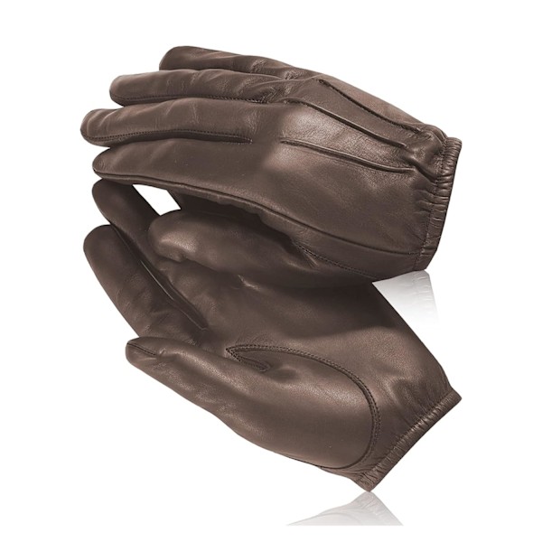 Kevlar-vuoratut poliisin leikkauskestävät hanskat, palonkestävät nahkaiset, lämmönkestävät, SIA Safety (ruskea), koko M (1 kpl pakkaus)