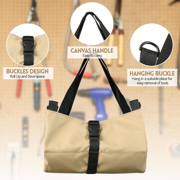 (Khaki) Sac à Roulettes pour Outils, Sac à Outils en Toile pour Cl