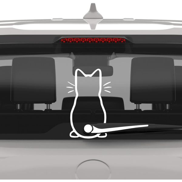 Cute Cat Car Windshield Wiper Vinyl Art Sticker Decor Lovely Ani