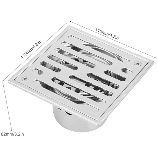 1 kpl 150 * 150 mm, ruostumattomasta teräksestä valmistettu lattianpoisto, anti-odor Square Ba