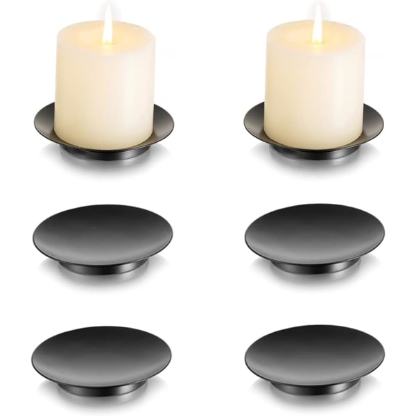 6 kpl kynttilänjalan set - pyöreät kynttilänjalat, musta 11 cm, ir