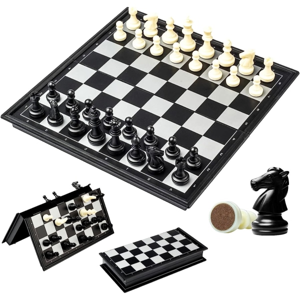 Set magnetiskt schackbräde（25 x 25 cm）, hopfällbart och bärbart