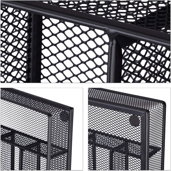 Bestikkbrett mesh5 x 23,5 x 31,7 cm, svart stål metallbestikk bo