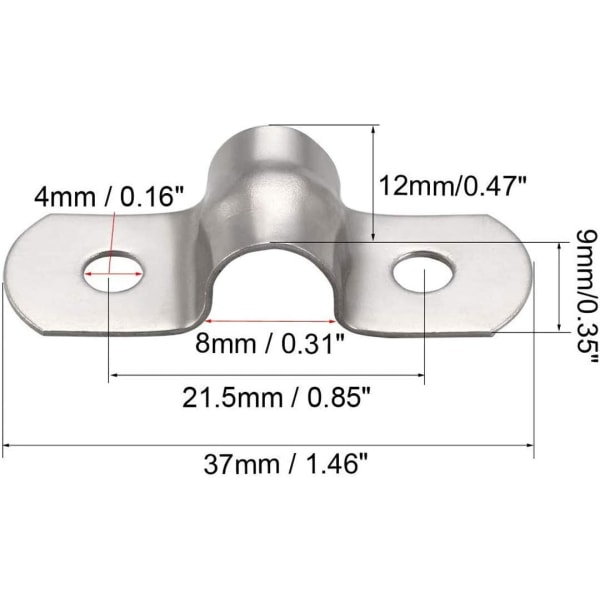 50 STK 8mm U-rør 304 Rustfritt Stål Klemme Stiv Rørklemme U-form