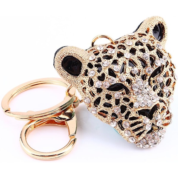 Rhinestone Leopard Nøkkelring, Søt Ny Rhinestone Leopard Nøkkelring Sjarmpendent for Jente Kvinner Veske Sjarmarmbånd Telefon B