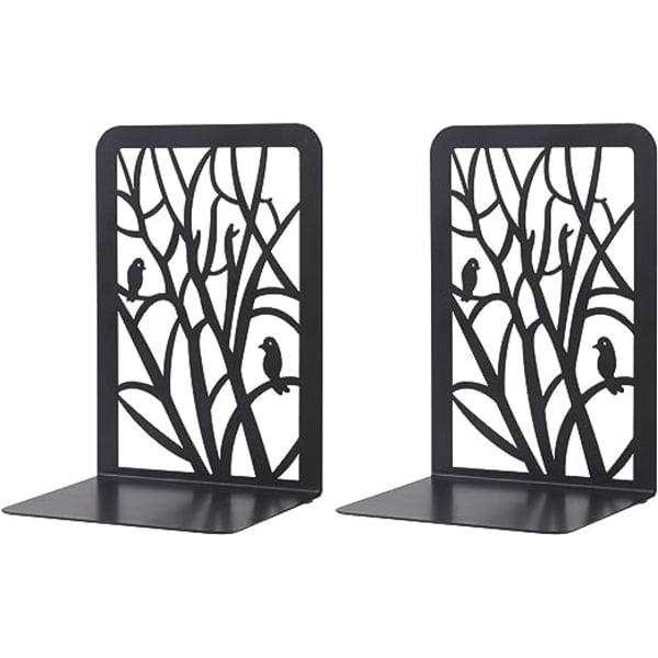 Bokstöd i Metall (Svart), 1 Par Bokstöd för Barn, Träddesign