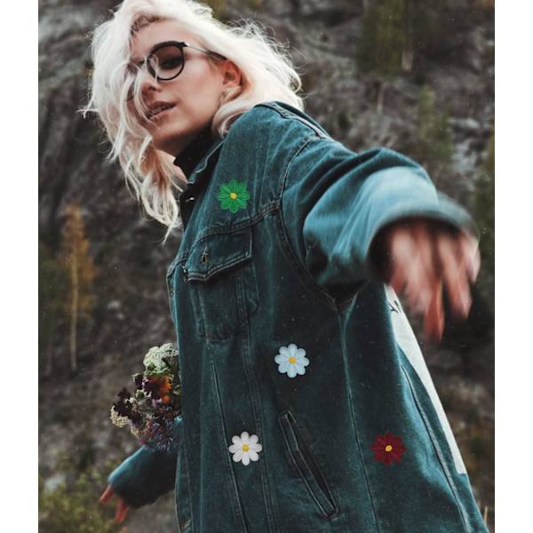 22 stk Stryke-på-lapper Mini Broderte Lapper Blomster Stryke-på-lapper