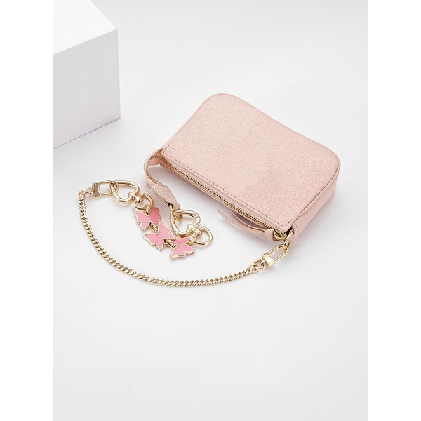 (Guld+Pink) Taskeremforlængere Taske Forlængerkæde Håndtasker Udsøgte Forlængerkæder Sølvkæde Guldkæde Bjørn, Sommerfugl, Pink Hjerte, Bogstav B