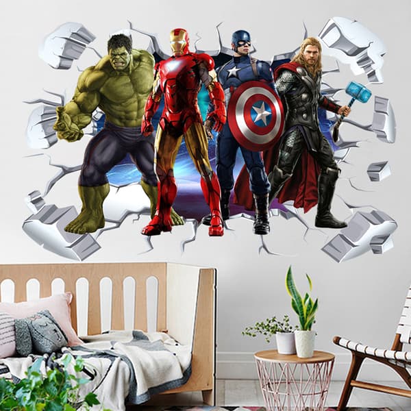 3D Avengers Vægsticker Marvel Superhelt Tapet til værelsesdekoration