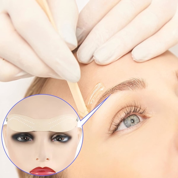 20 Stycken Micro Blading Övningshud Falsk Hud Silikon Ögonbryn Tatuering Övningspannband för Nybörjare Tatuering Ögonbryn Övningsdesign (Punktad Linje, Whi
