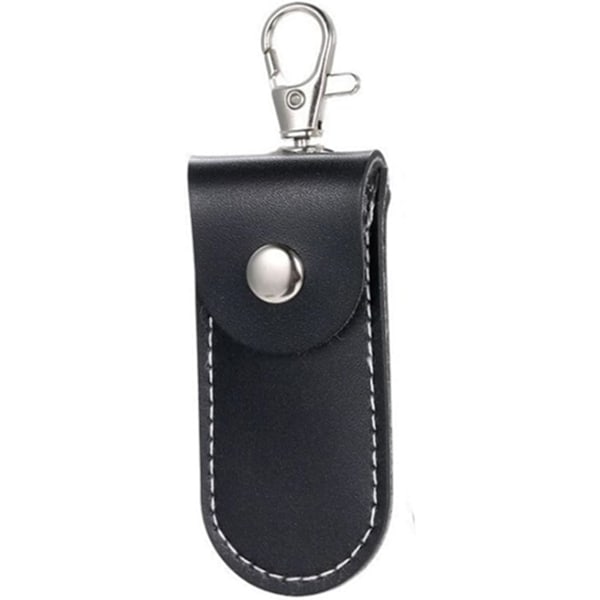 Anti-förlorad USB-minne Läderhållare, 2 st Läder USB-skyddsfodral för Legering Hajspänne Lättviktig Bärbar (Rosa+Svart, 2*Stor)