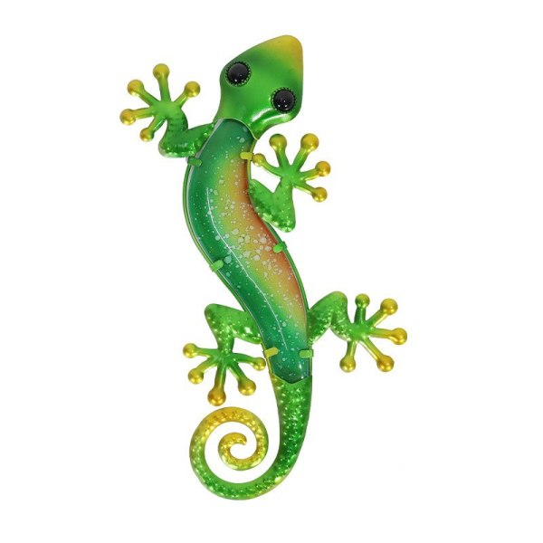 (Grön) Metal Lizard Väggdekor för utomhus och inomhus - Metall