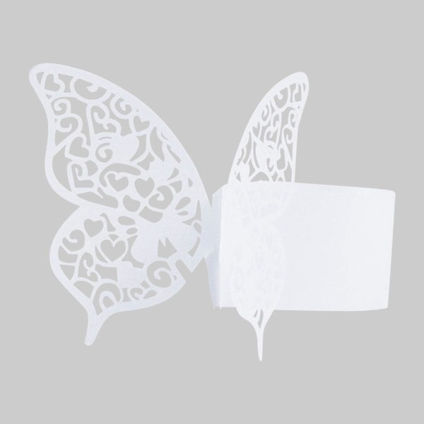 50 PCS Butterfly Napkin Rings(White), Pearly Paper Napkin Ring, f