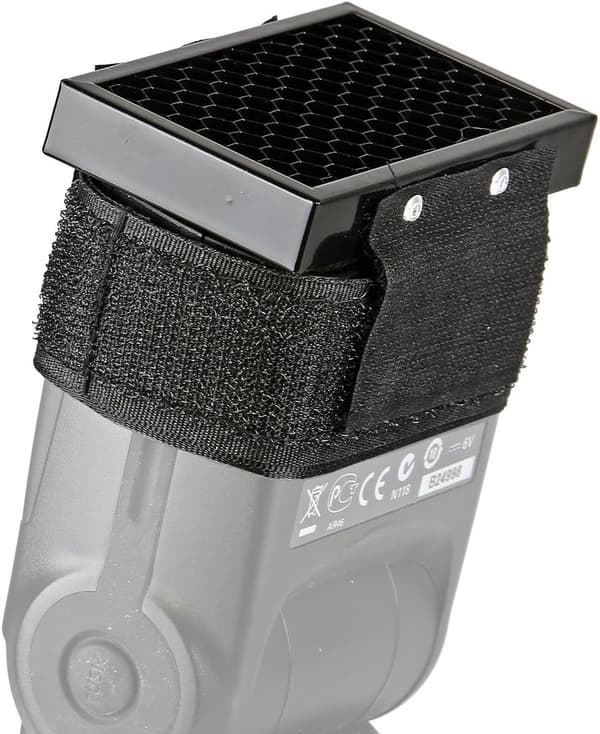 Honeycomb gitterdiffuser kompatibel med Nikon Canon Yongnuo Sony Speedlights - Sort