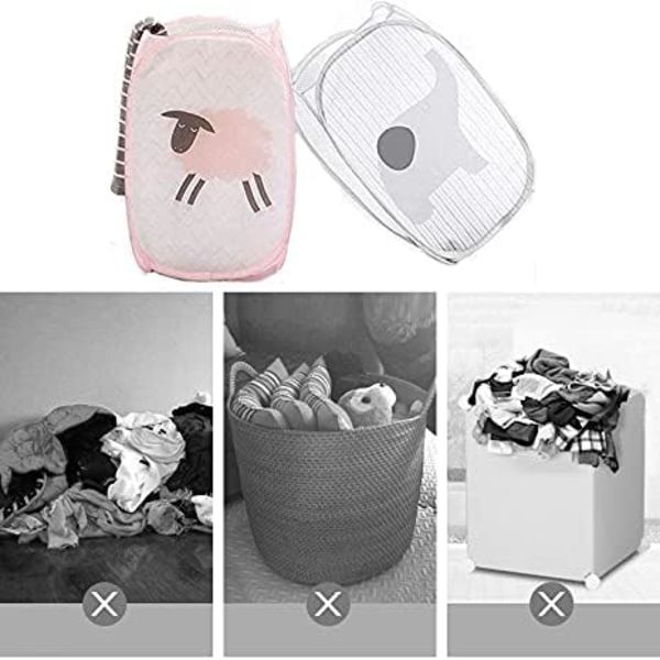 Foldbar Kurv med Håndtag, (Pulver)Tøjkurv til Beskidt Tøj