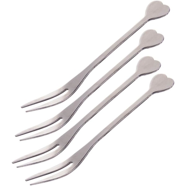 12 stk. 10,8 cm Små Fruktgafler Rustfritt Stål Fruktgafler 2-tind Fruktgafler Salat Fruktgafler Hjerteform Fruktgafler for Hjemmekjøkken eller Re