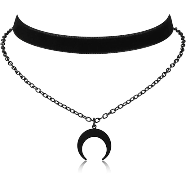 Gotisk Choker, Choker Halskæde til Kvinder, Sort Fløjl Choker, Lagdelt Halskæde, Goth Smykker til Kvinder
