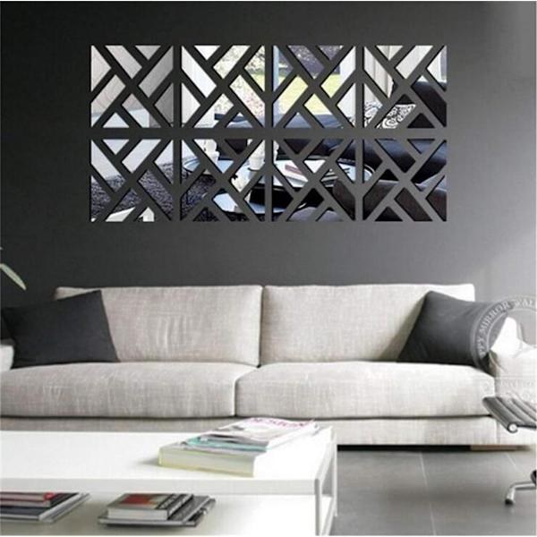 3D Peiliseinätarra, 4 kpl Akryyli Neliö Geometrinen Kuvio D