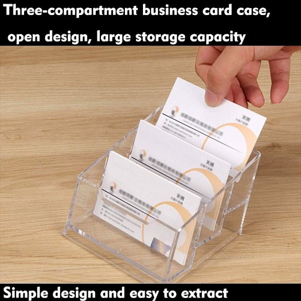 1 stk Akryl Kort Holder, 3 Rom Business Kort Display S
