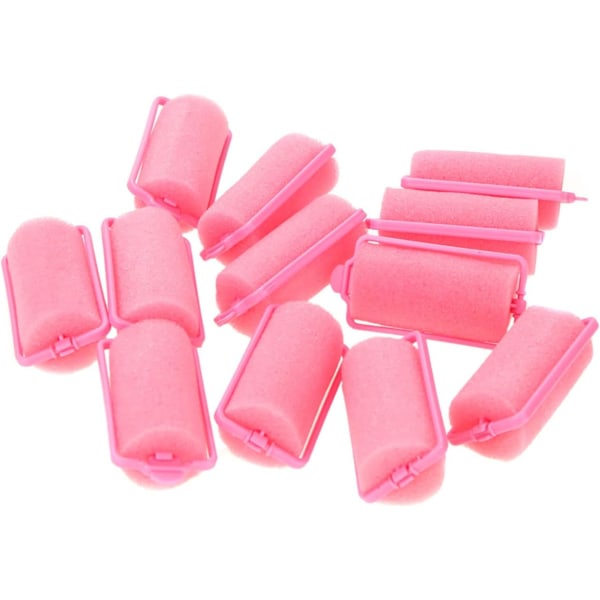 12 delar 63x32 mm skumsvamprullar (rosa) flexibel hårstyling