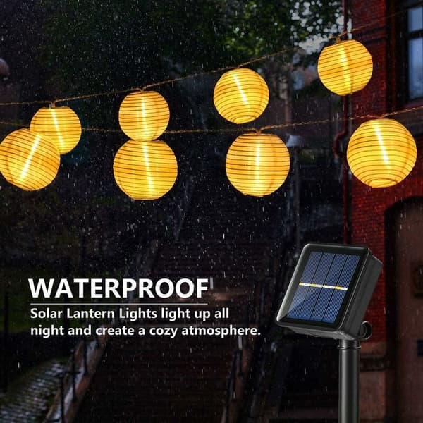 (Varmt hvitt) Utendørs solcellelamper, 6,5M 30 LED Vanntette Lanterner