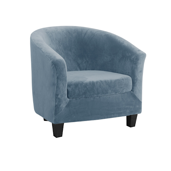 2 stk. Tub-stoltrekk (Peacock Blå, Fløyel), 2 i 1 Stretch V