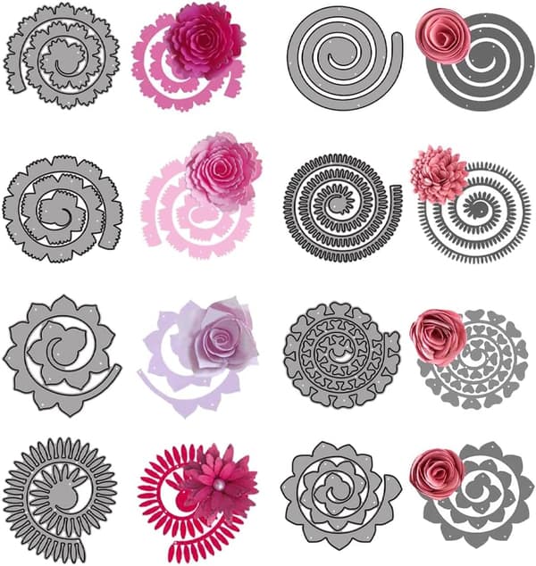 Set med 8 3D-blombladsskärformar för scrapbookingblommor