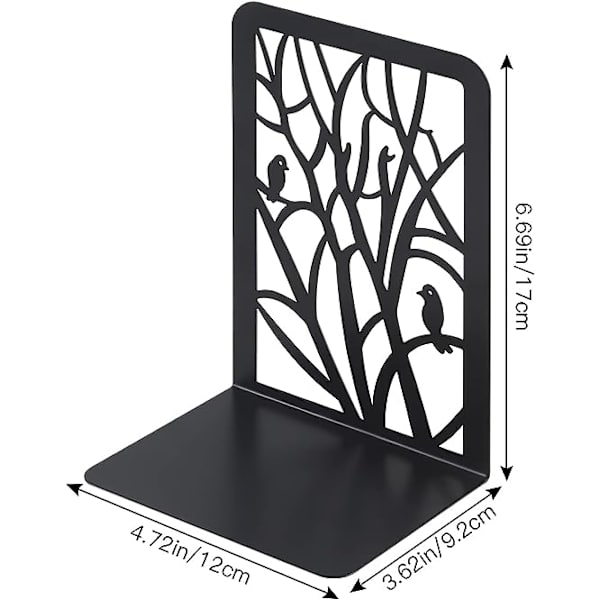 Bokstöd i Metall (Svart), 1 Par Bokstöd för Barn, Träddesign