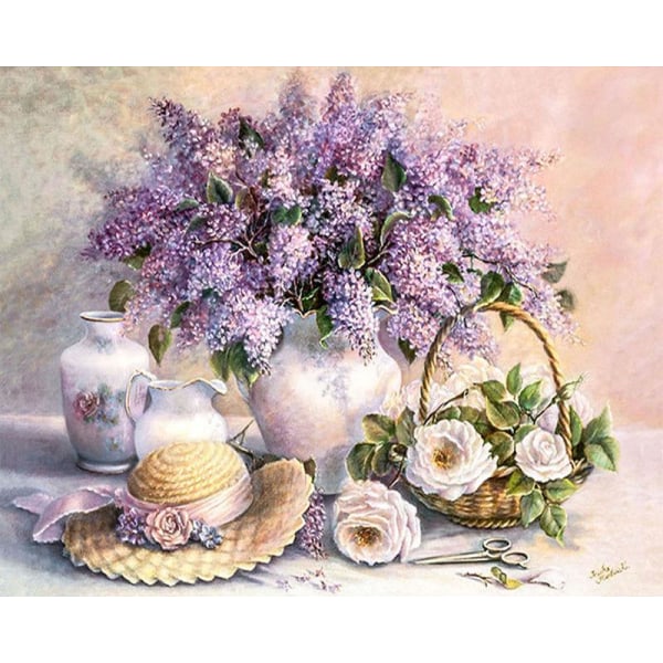 30x40cm, violetti kukka 5d timanttimaalaus strassikoristelu c