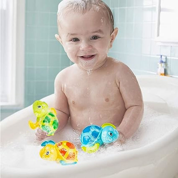 Baby Badelegetøj, 3 Dele Dyr Skildpadde Badelegetøjssæt, Baby Badekar