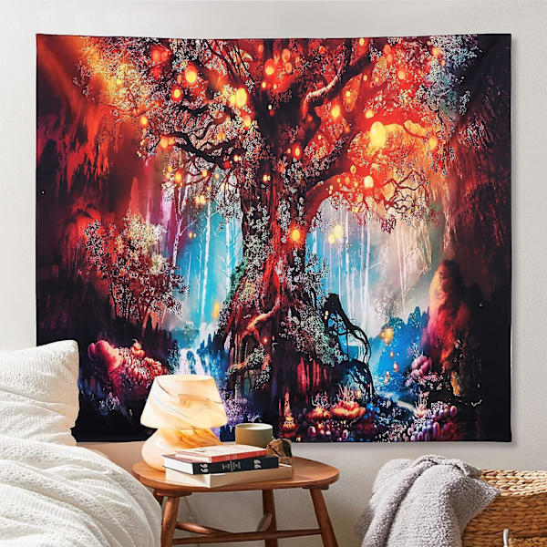 (150×130cm) Elämänpuun seinävaate, Psykedeelinen kuvioinen seinävaate