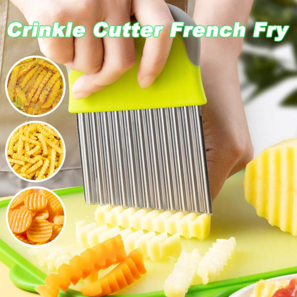 Crinkle Cutter Pommes Frites-Skärare, Mångsidig Potatisskärare för Pommes Frites, Rostfritt Stål Crinkle Cutter för Grönsaker, Manuell Matvågig Hackare Skärare för C