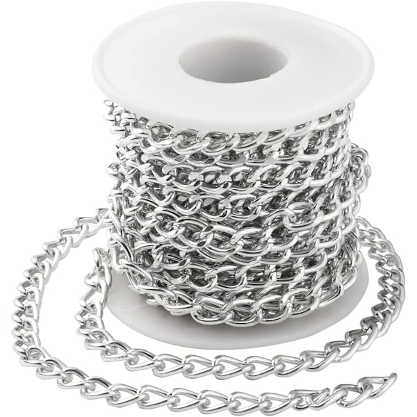 5m 10x7mm Silverpläterad Aluminium Vriden Länk Kedja med Spole för Smyckestillverkning