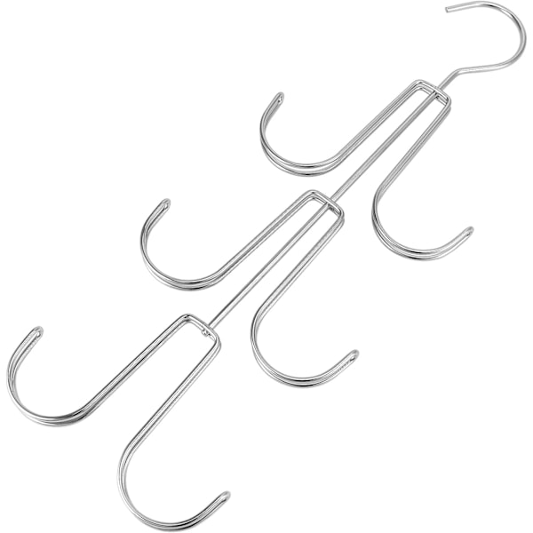 2 stk. Håndveskeorganisator med 6 kroker, skjerfholder, belteorganisator, hengende oppbevaringsstativ, for vesker, skjerf, slips, sølv