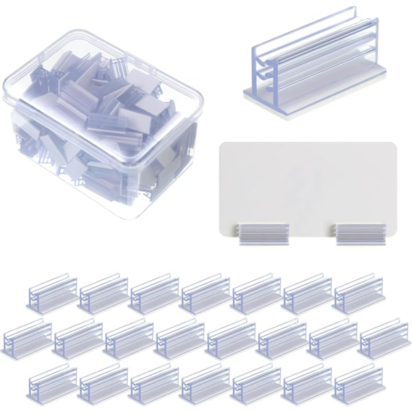 100 stk Selvklebende Nyseskjermholder Akrylpaneler Navneskiltholdere for Pulter Billett Skilt Selvklebende Klemmer for Kort Bilder 2,54 x 1,27 x 1,27 cm